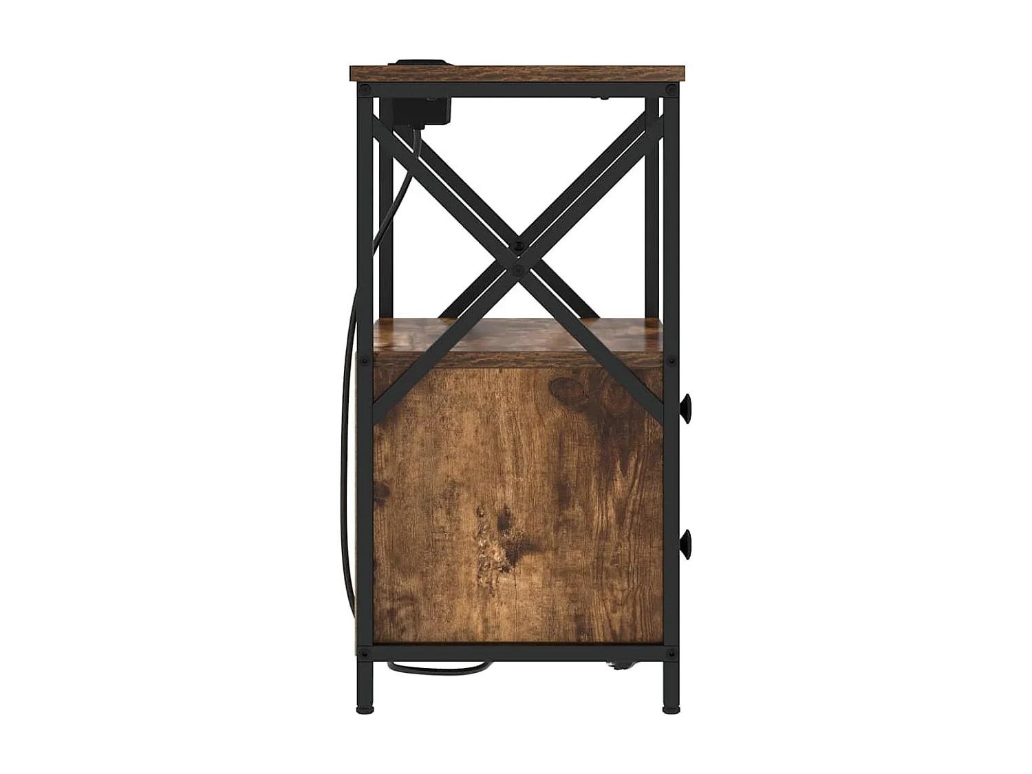 Table de nuit avec station de chargement avec tiroir Chêne fumé