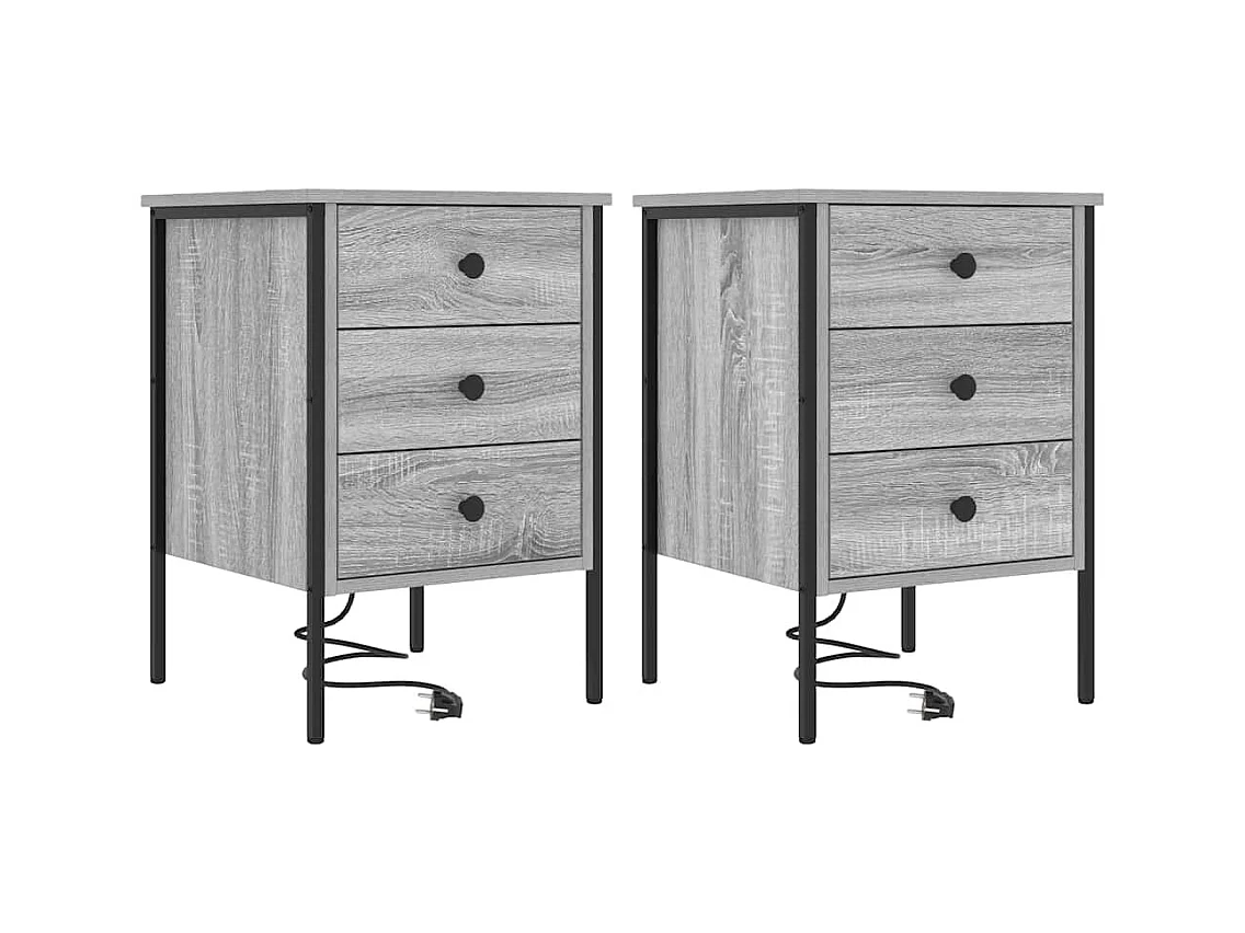 Mesitas de noche 2 piezas Sonoma gris 42 x 41 x 61 cm