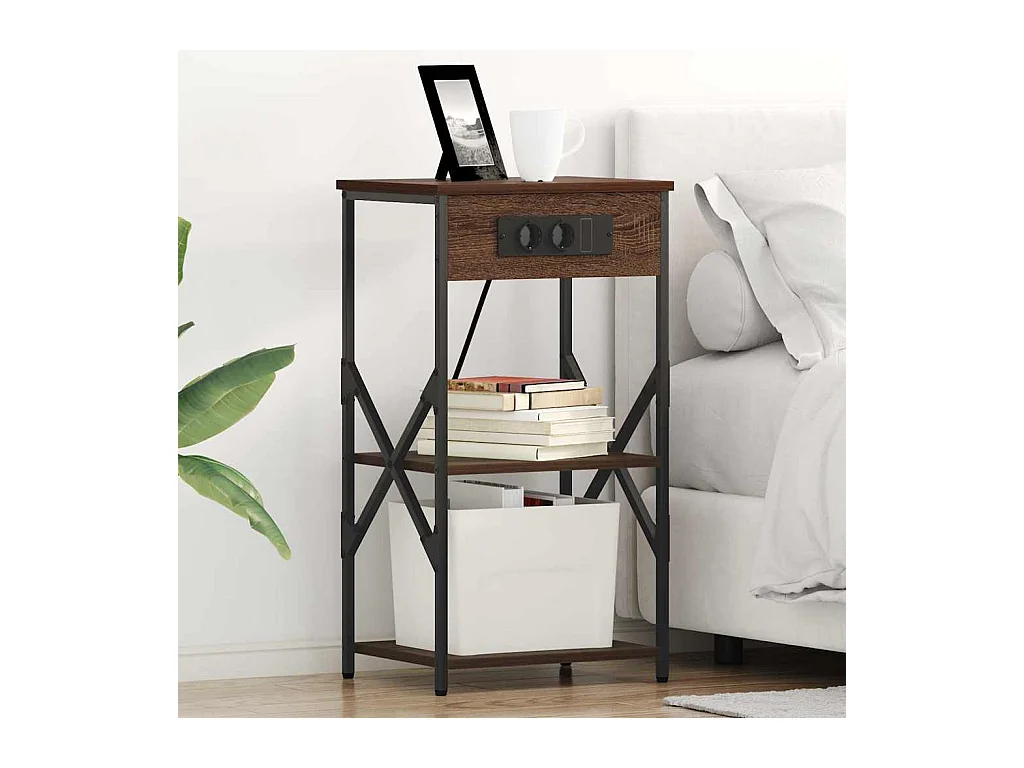 Nachtkastjes 2 stuks Bruin eiken 41 x 31 x 76 cm