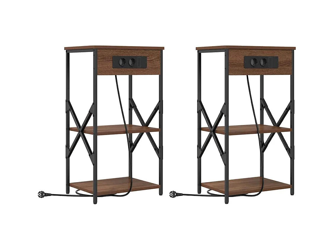 Nachtkastjes 2 stuks Bruin eiken 41 x 31 x 76 cm