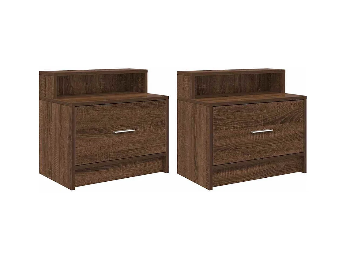 Tables de chevet avec tiroir 2 pcs chêne marron 51x31x47 cm