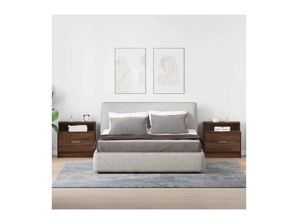 Tables de chevet avec tiroir 2 pcs chêne marron 51x31x47 cm