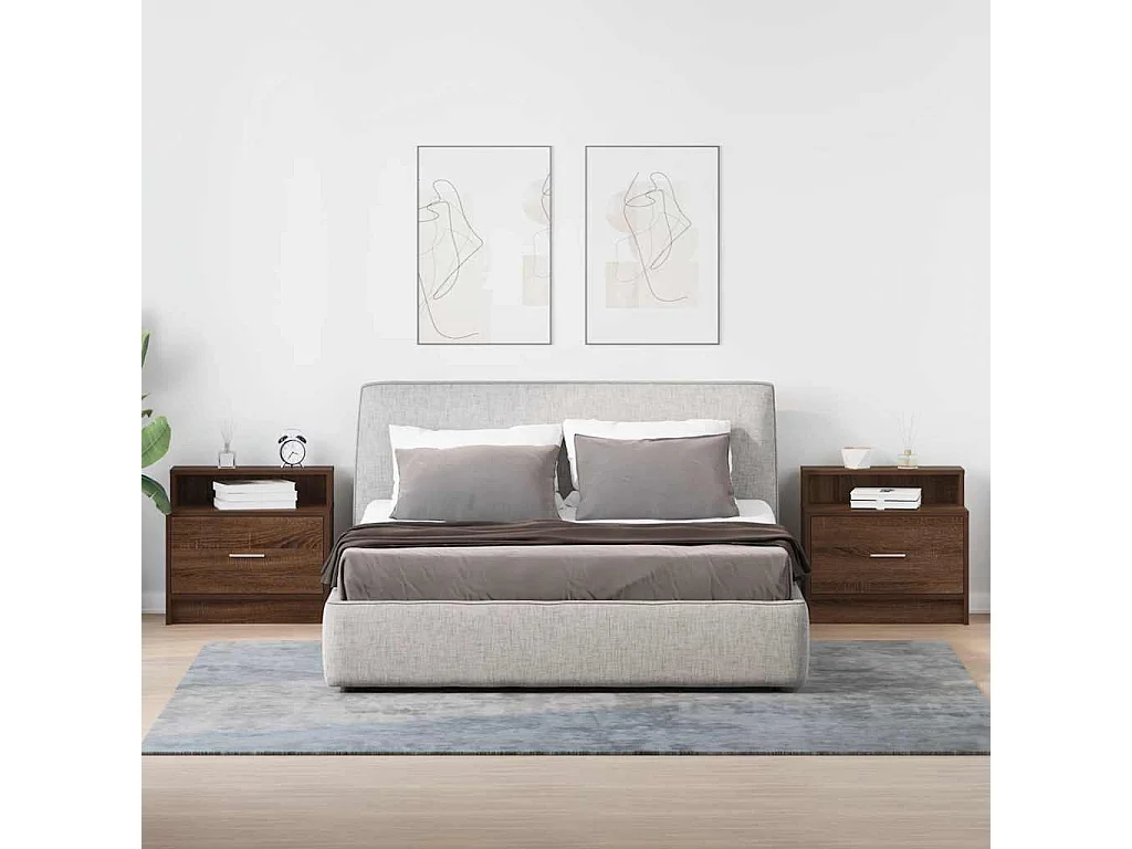 Tables de chevet avec tiroir 2 pcs chêne marron 51x31x47 cm