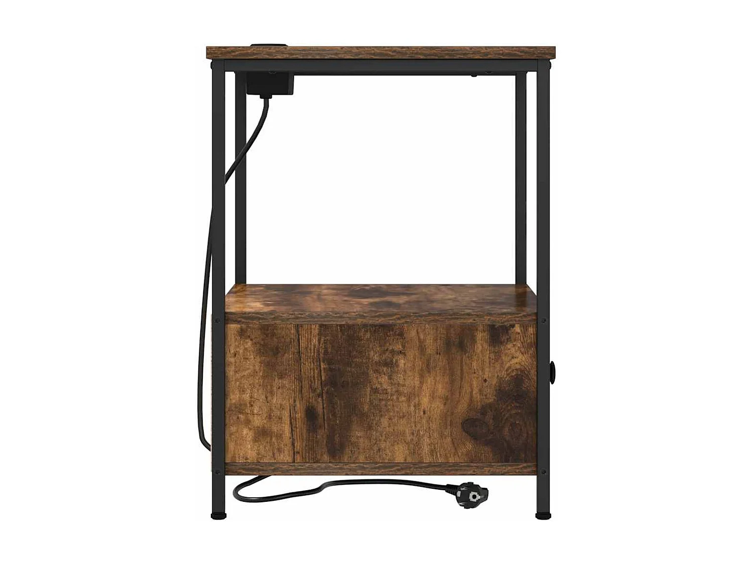Table de nuit avec station de chargement avec tiroir Chêne fumé