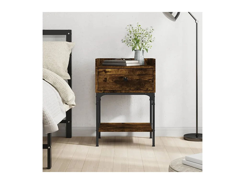 Comodino in rovere affumicato 40,5x31x60 cm in legno ingegnerizzato