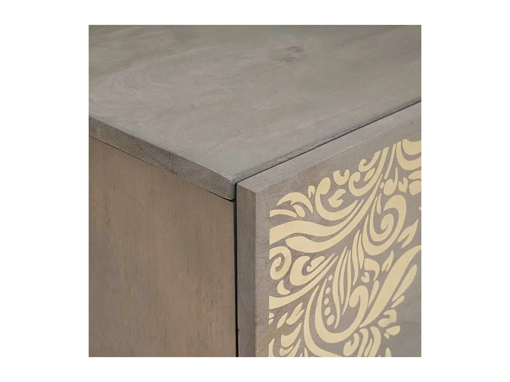 Mesilla de noche Gris 40 x 33 x 46 cm madera maciza de mango