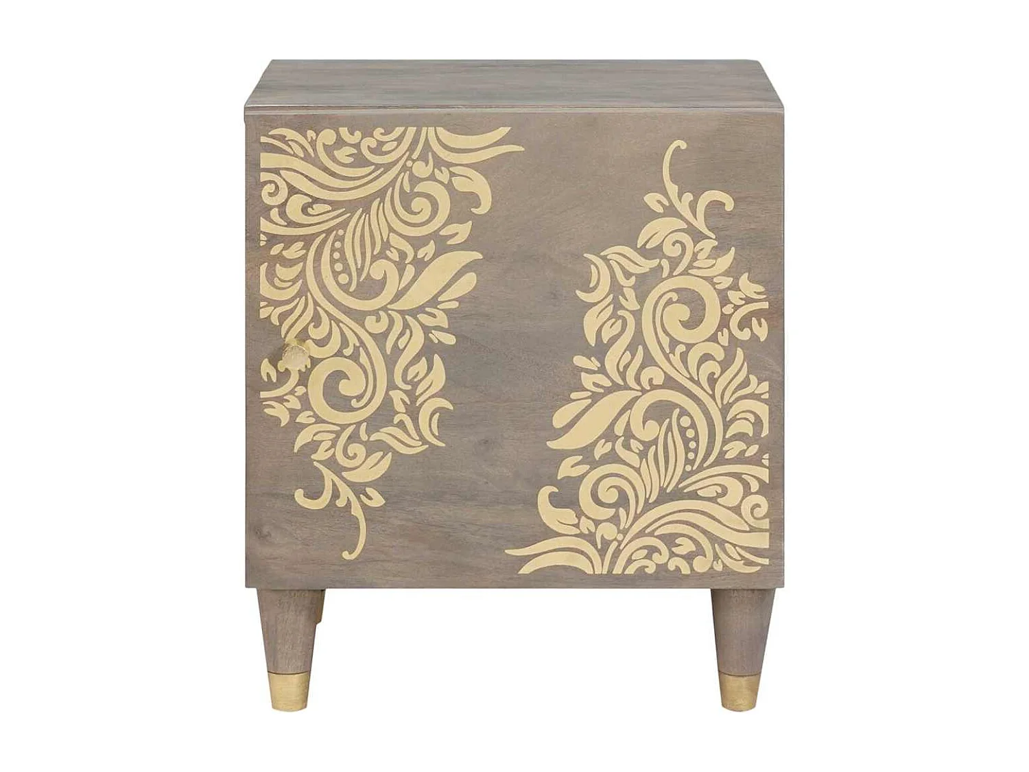 Cabinet de chevet Gris 40 x 33 x 46 cm bois de manguier massif