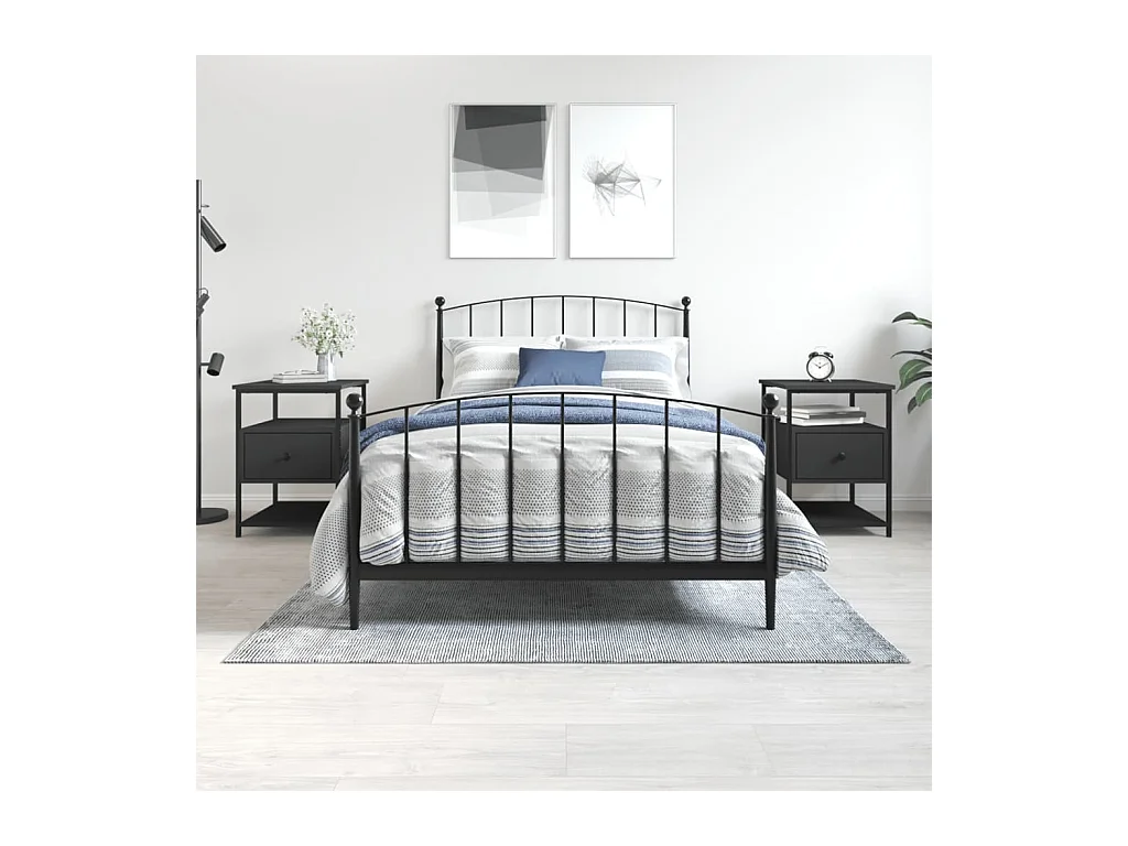 Mesitas de noche 2 piezas negras 40x42x56 cm madera de ingeniería