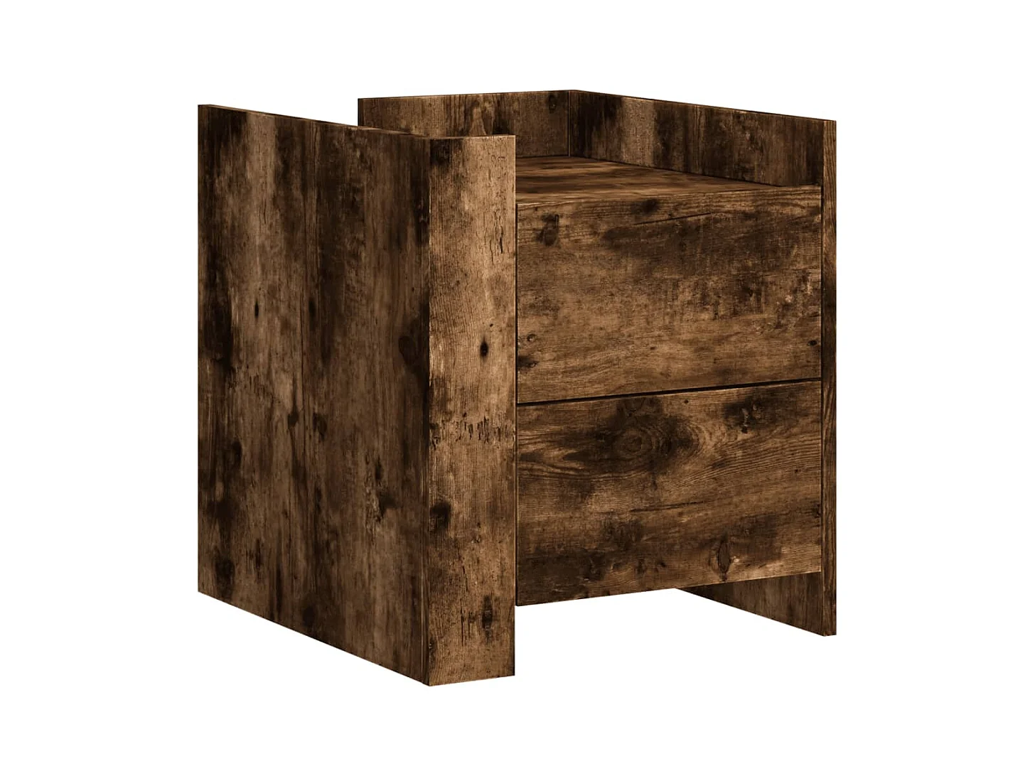 Mesita de noche de roble ahumado 45x50x50 cm madera de ingeniería