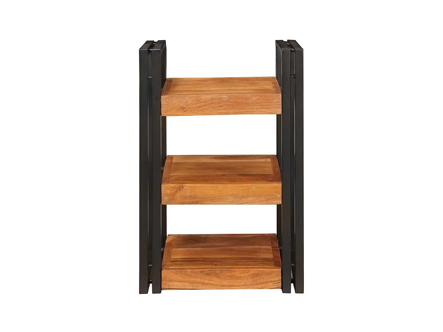 Comodino 2 pezzi Marrone e nero Legno massello di acacia