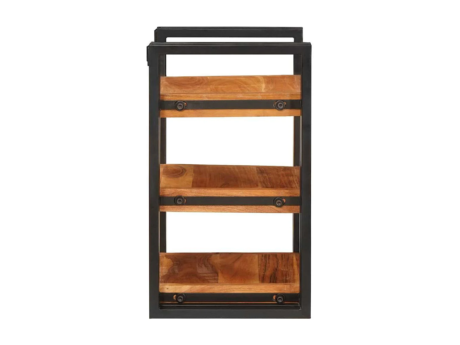 Comodino 2 pezzi Marrone e nero Legno massello di acacia