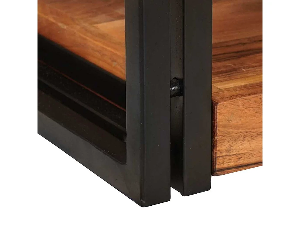 Table de chevet 2 pcs Marron et noir Bois massif d'acacia