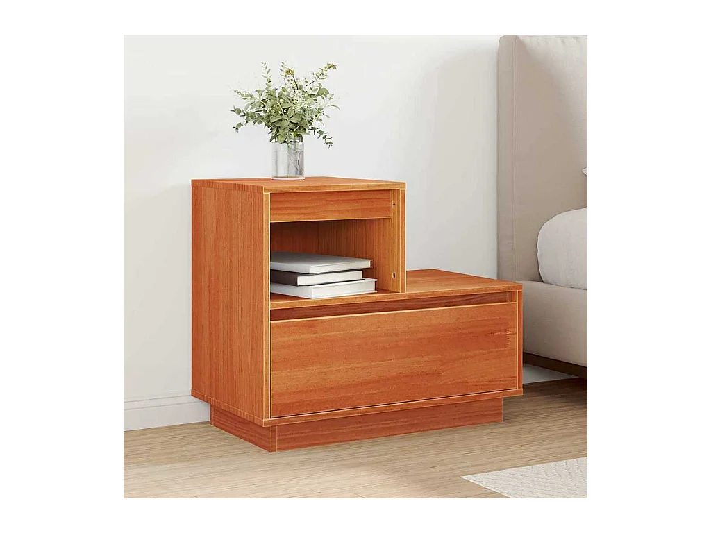 Cabinet de chevet avec tiroir Marron cire 60 x 34 x 51 cm