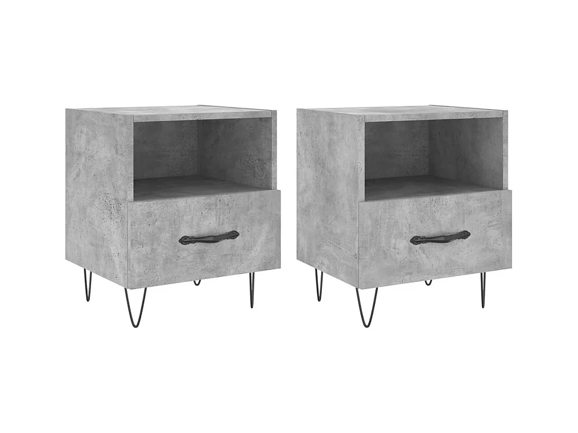 Tables de chevet 2pcs gris béton 40x35x47,5cm bois d’ingénierie