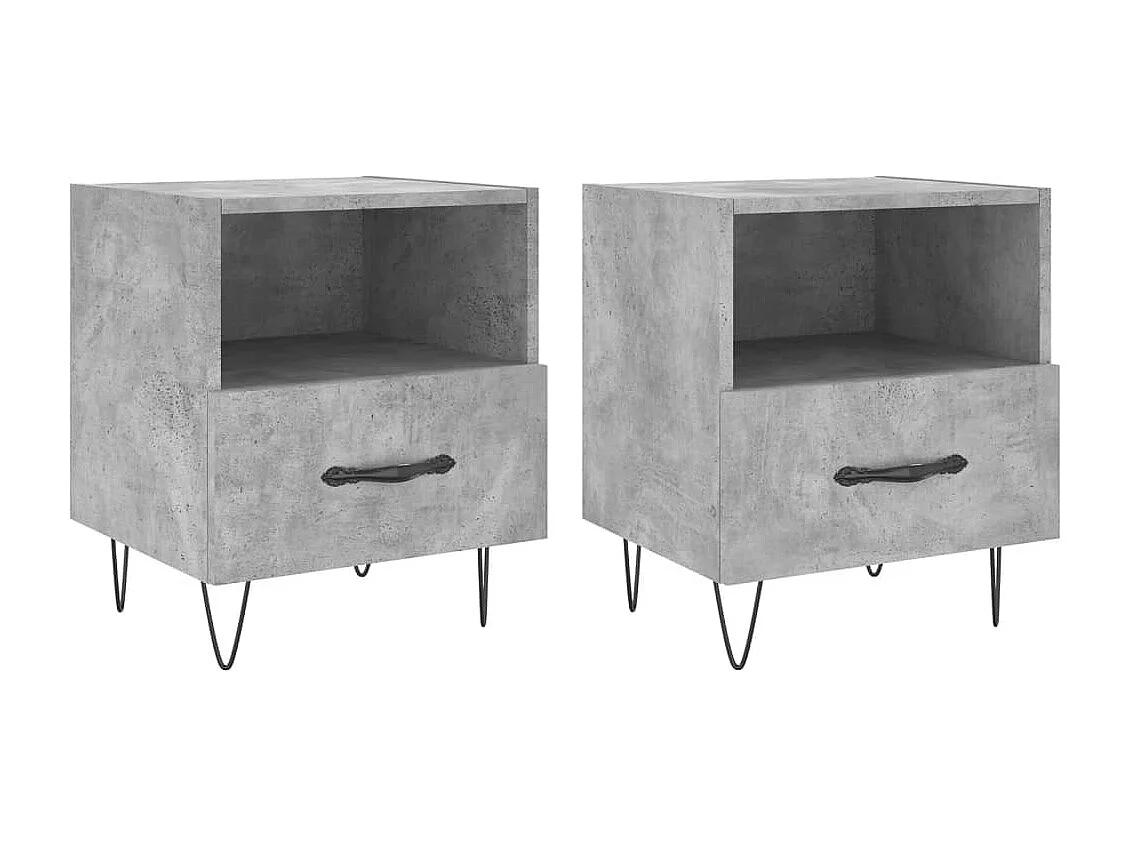 Tables de chevet 2pcs gris béton 40x35x47,5cm bois d’ingénierie