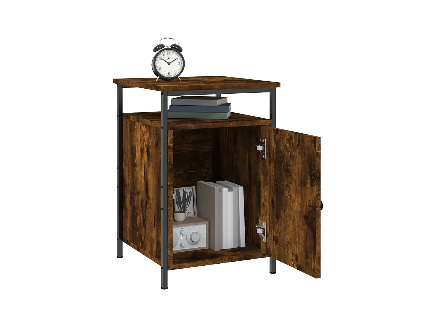 Mesita de noche de roble ahumado 40x42x60 cm madera de ingeniería