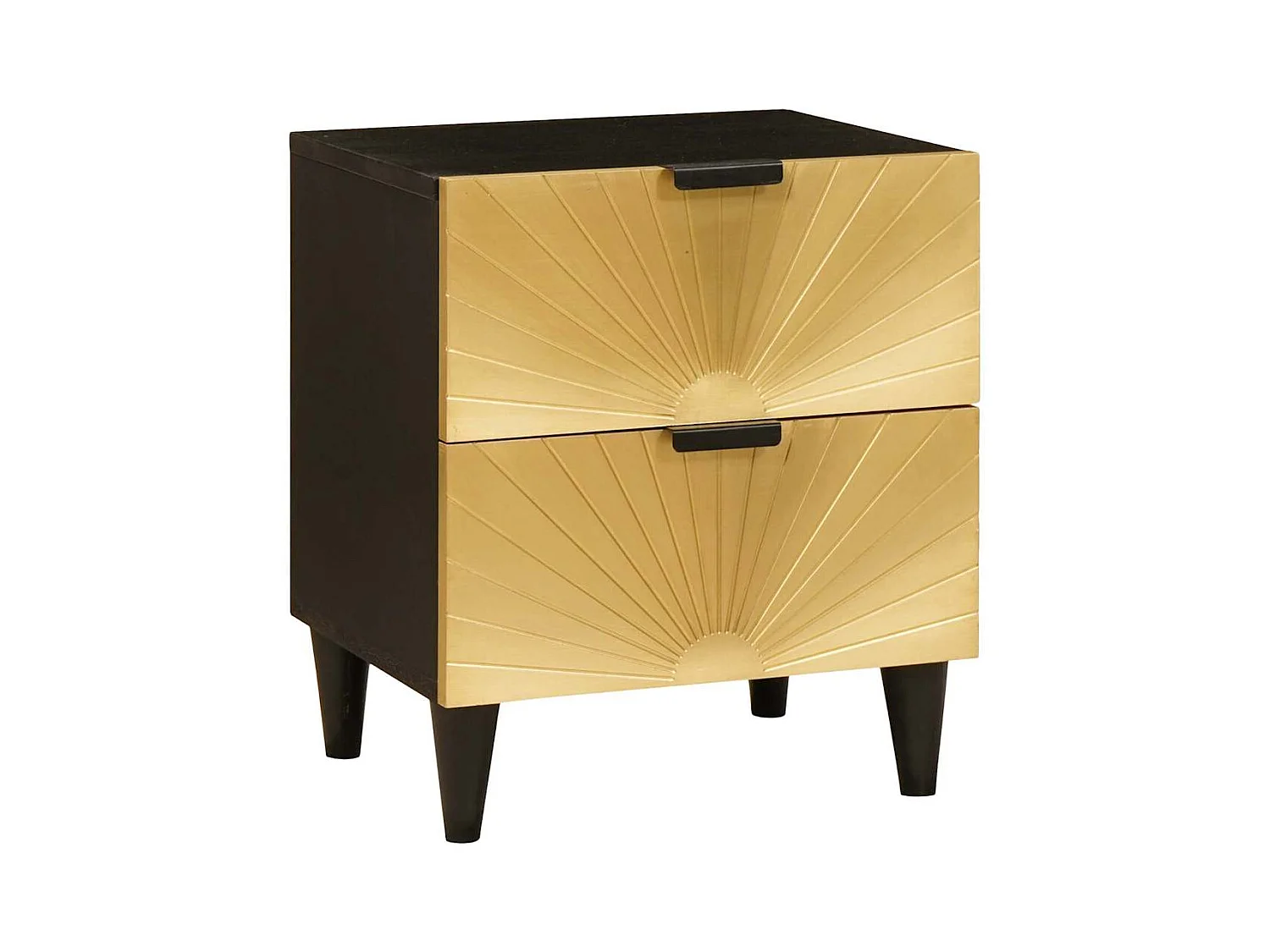 Mesita de noche con cajón 2 uds Negro y dorado 40 x 33,5 x 46 cm