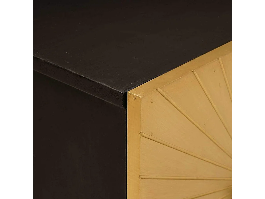 Mesita de noche con cajón 2 uds Negro y dorado 40 x 33,5 x 46 cm