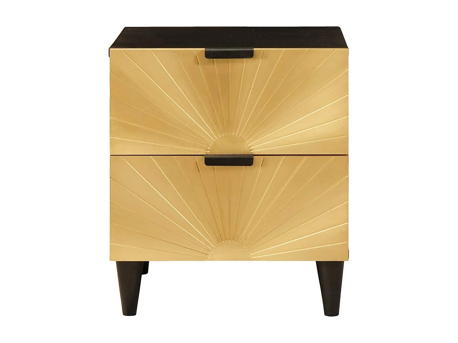 Table de chevet avec tiroir 2 pcs Noir et or 40 x 33.5 x 46 cm