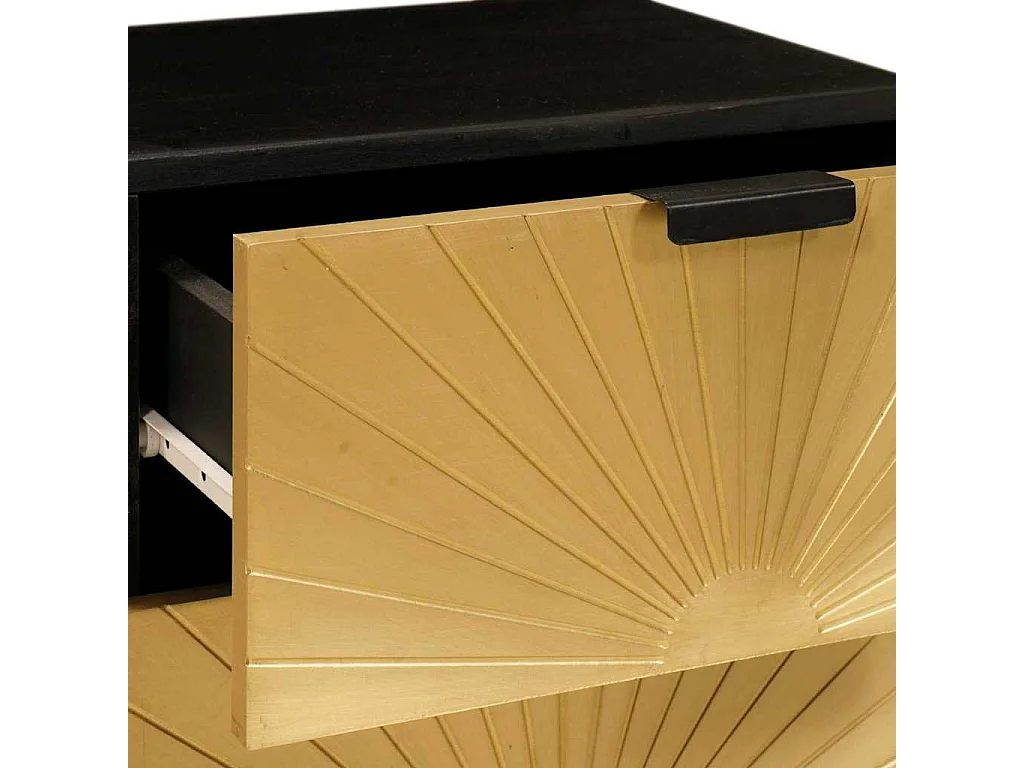 Table de chevet avec tiroir 2 pcs Noir et or 40 x 33.5 x 46 cm