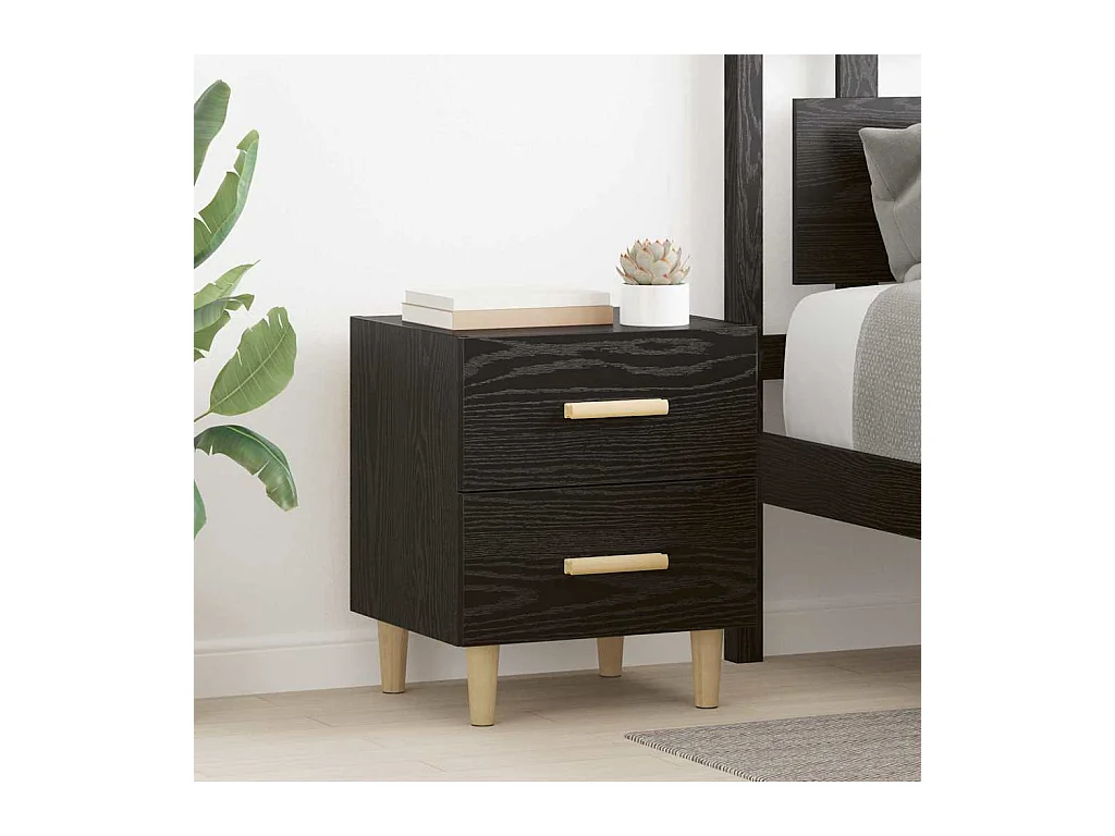 Bedkast met lade 2 stuks Zwarte eik 40 x 35 x 47,5 cm