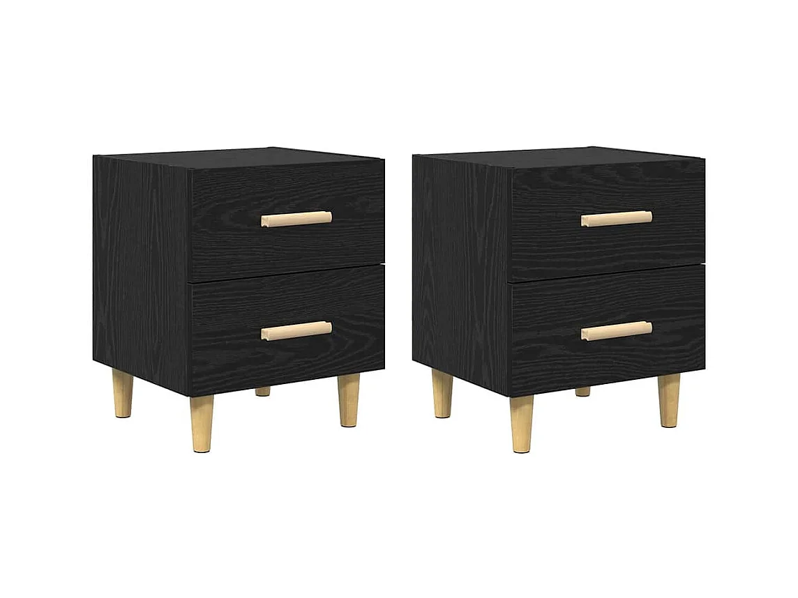Bedkast met lade 2 stuks Zwarte eik 40 x 35 x 47,5 cm