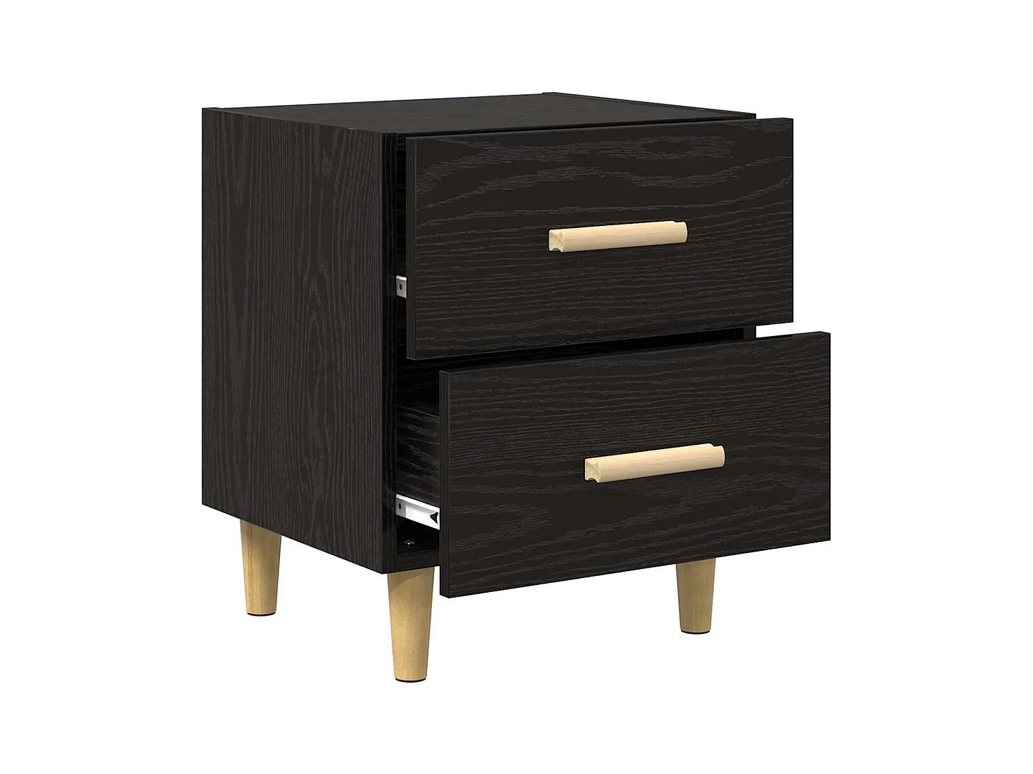 Bedkast met lade 2 stuks Zwarte eik 40 x 35 x 47,5 cm