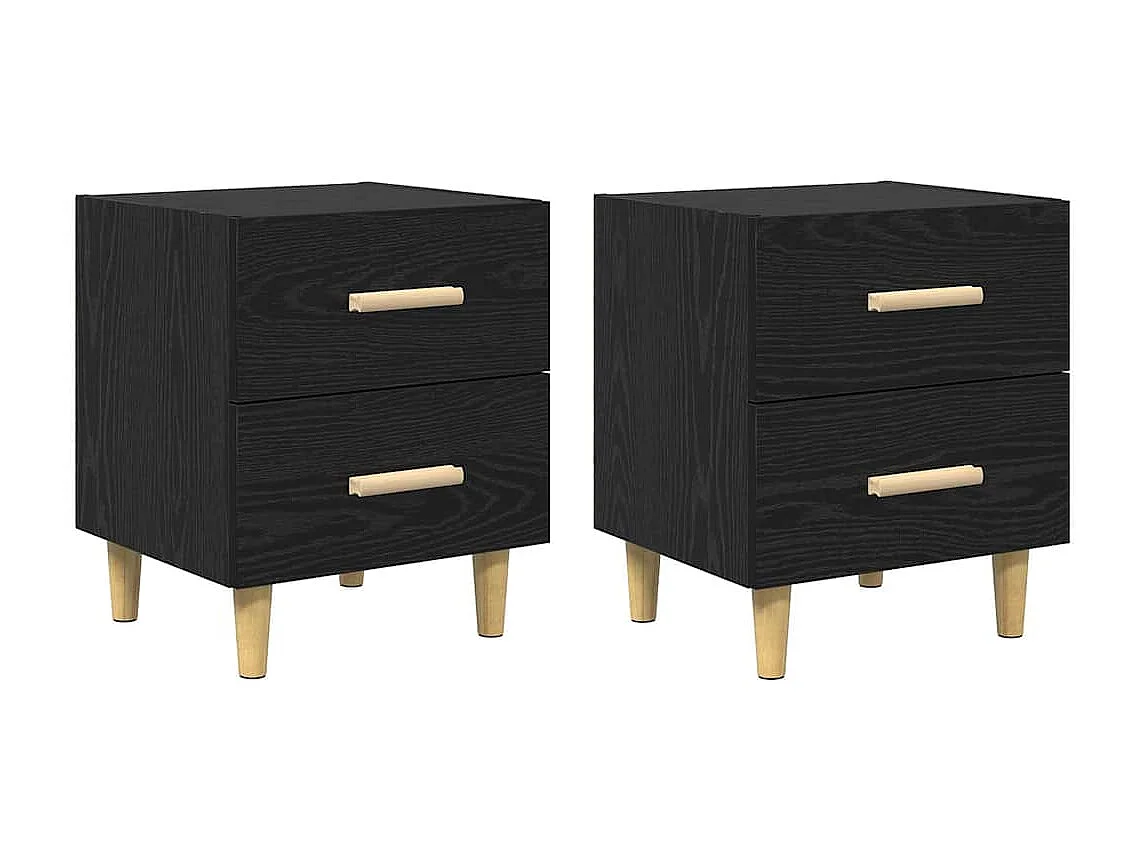 Armoire de lit avec tiroir 2 pcs Chêne noir 40 x 35 x 47.5 cm