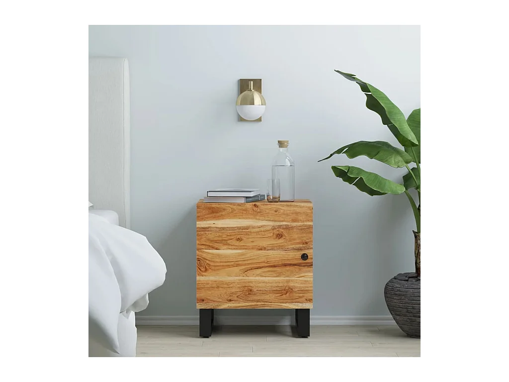 Mesita de noche 40x33x46 cm Madera maciza de acacia