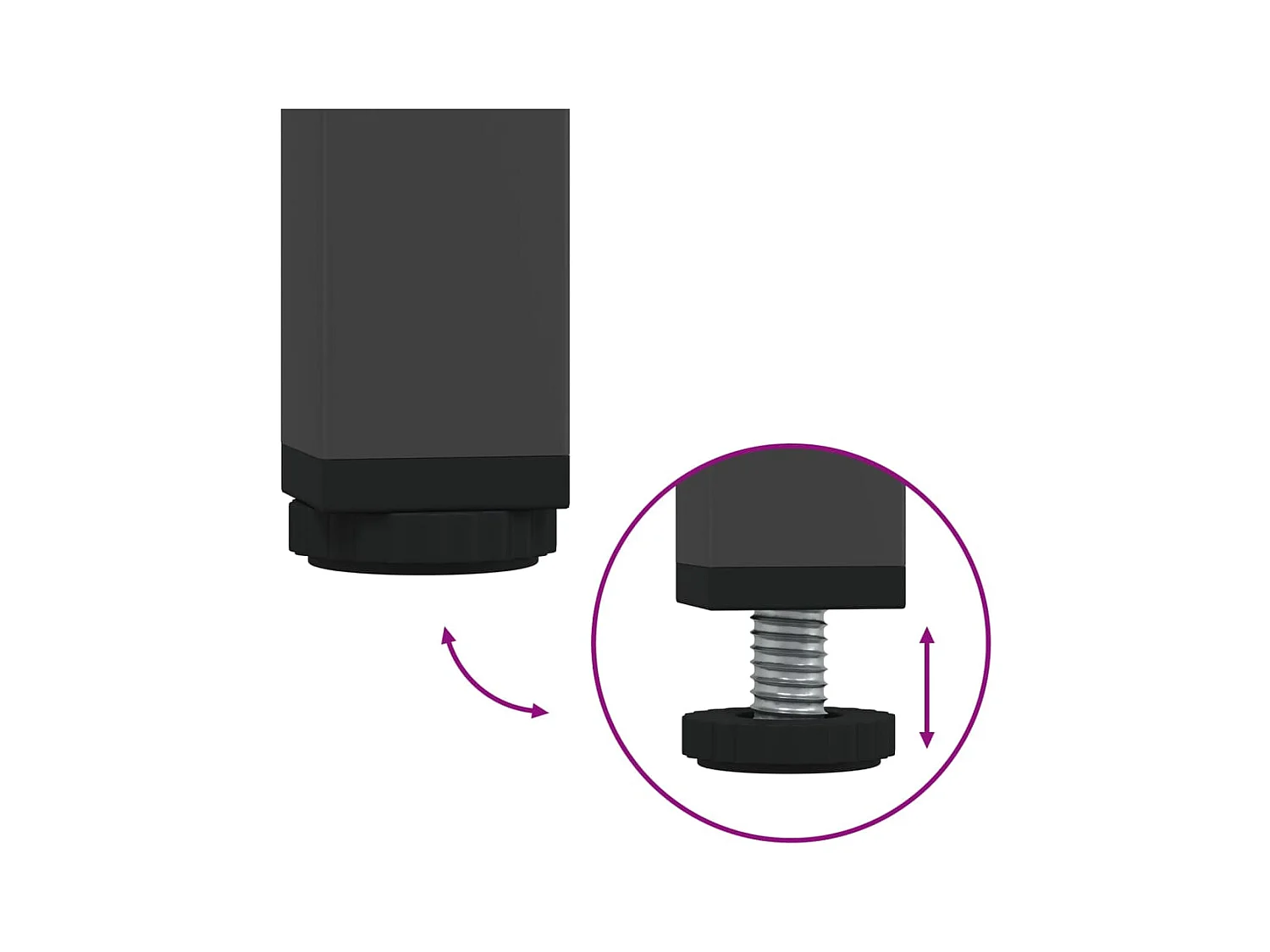 Table de chevet noir 36x39x68 cm acier