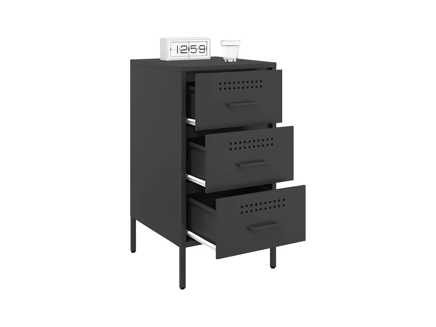 Table de chevet noir 36x39x68 cm acier