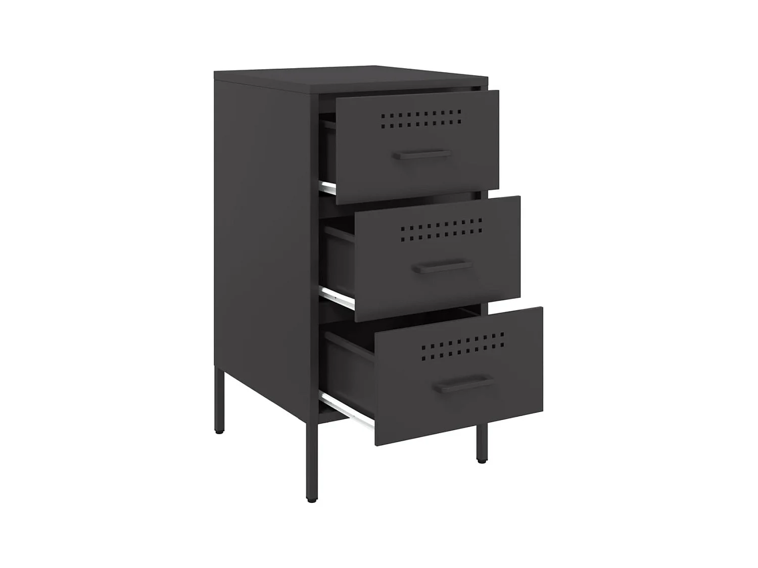 Table de chevet noir 36x39x68 cm acier