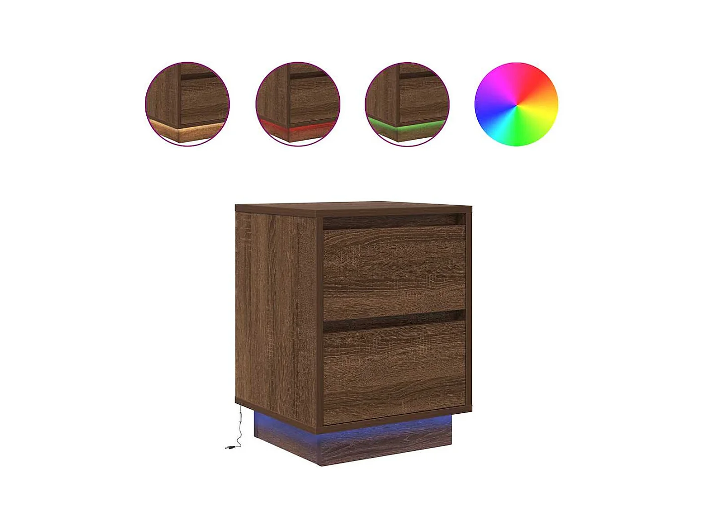 Mesitas de noche con luces LED 2 piezas roble marrón 38x34x50cm