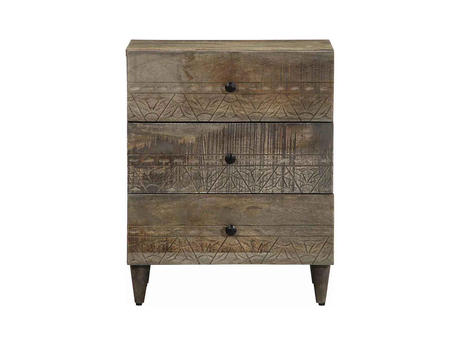 Mesita de noche gris claro 50x33x60 cm madera maciza de mango