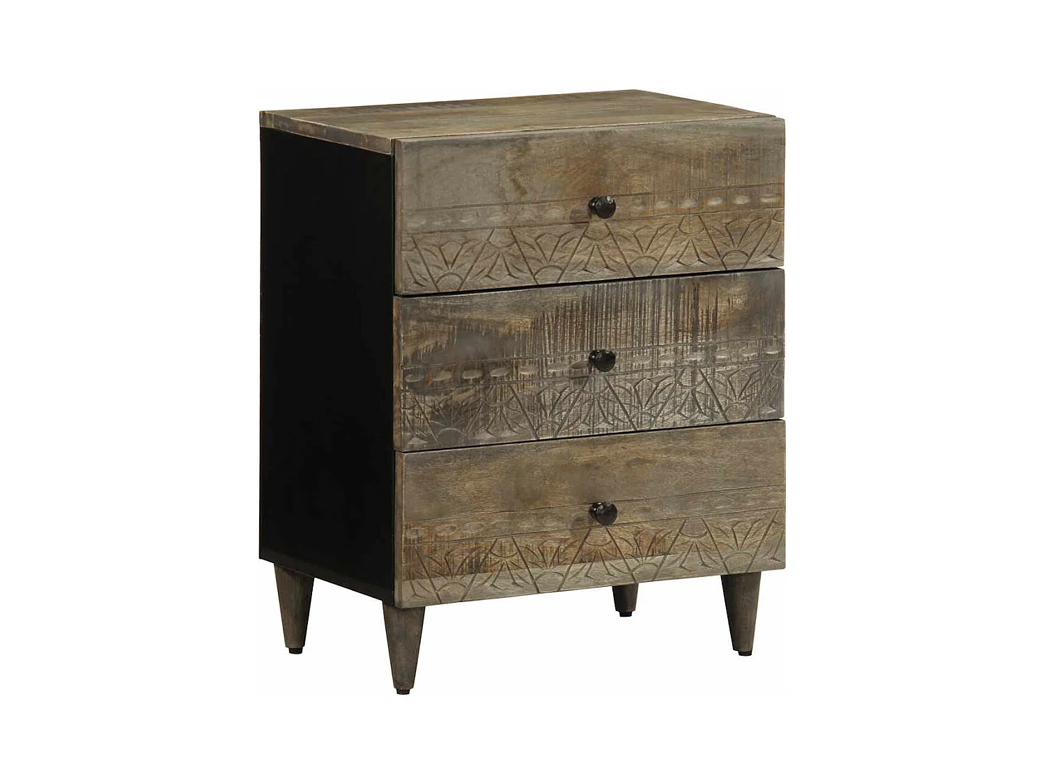 Table de chevet gris clair 50x33x60 cm bois de manguier massif