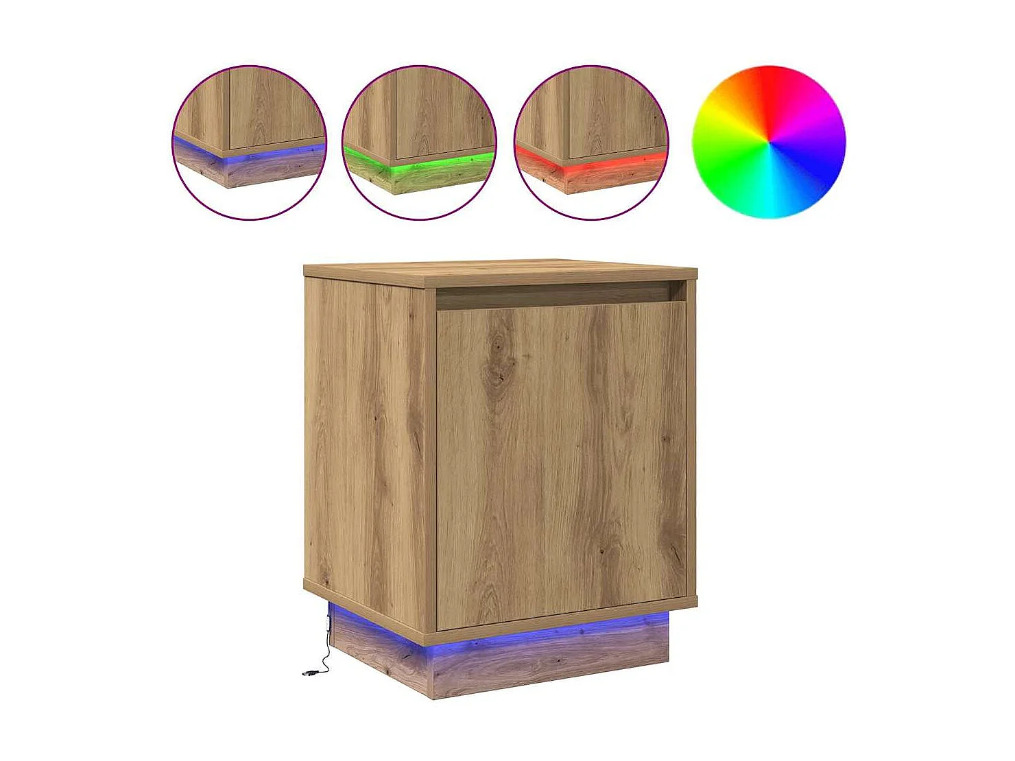 Cabinet de chevet avec chêne artisanal 39 x 34.5 x 50 cm