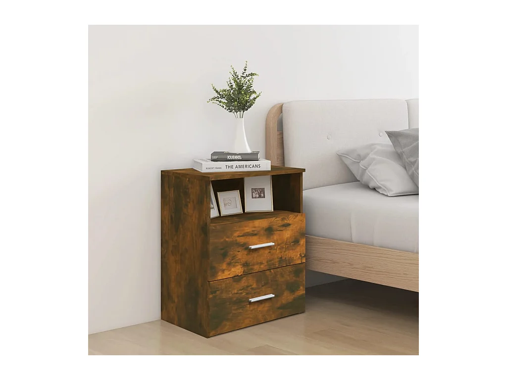 Table de chevet Chêne fumé 50x32x60 cm