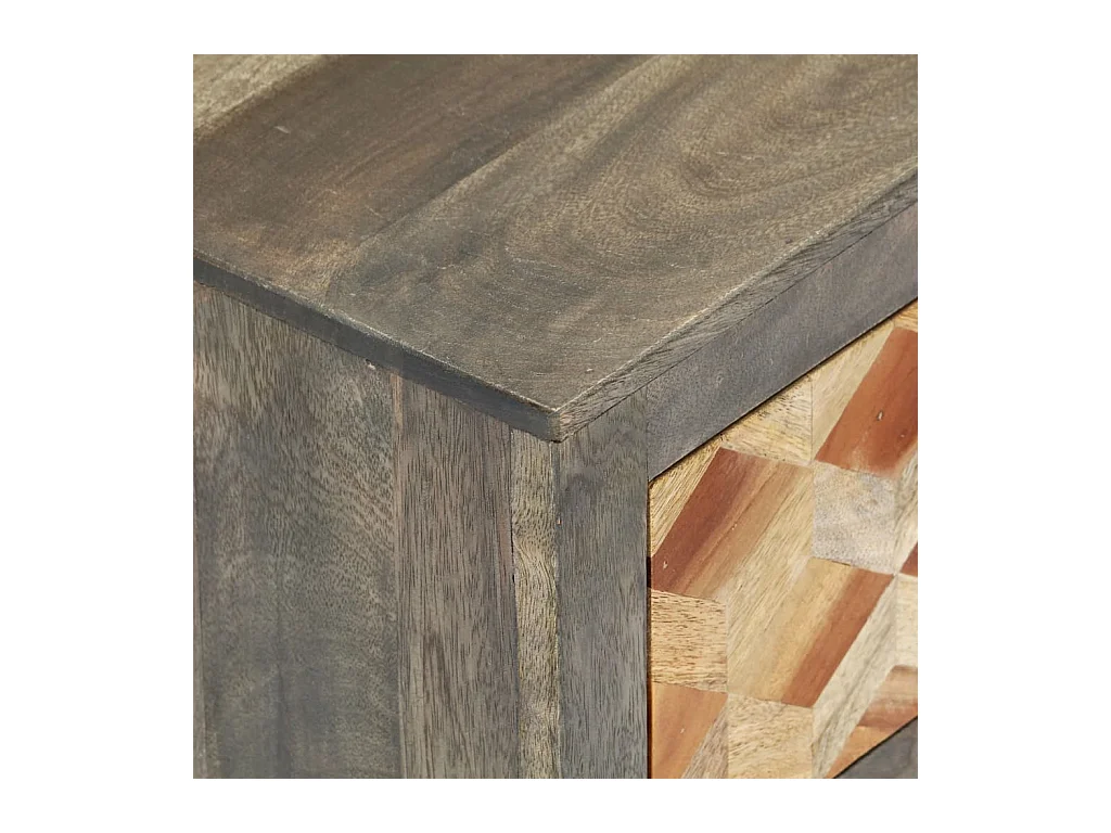 Mesita de noche Gris 40x30x50 cm Madera maciza de mango