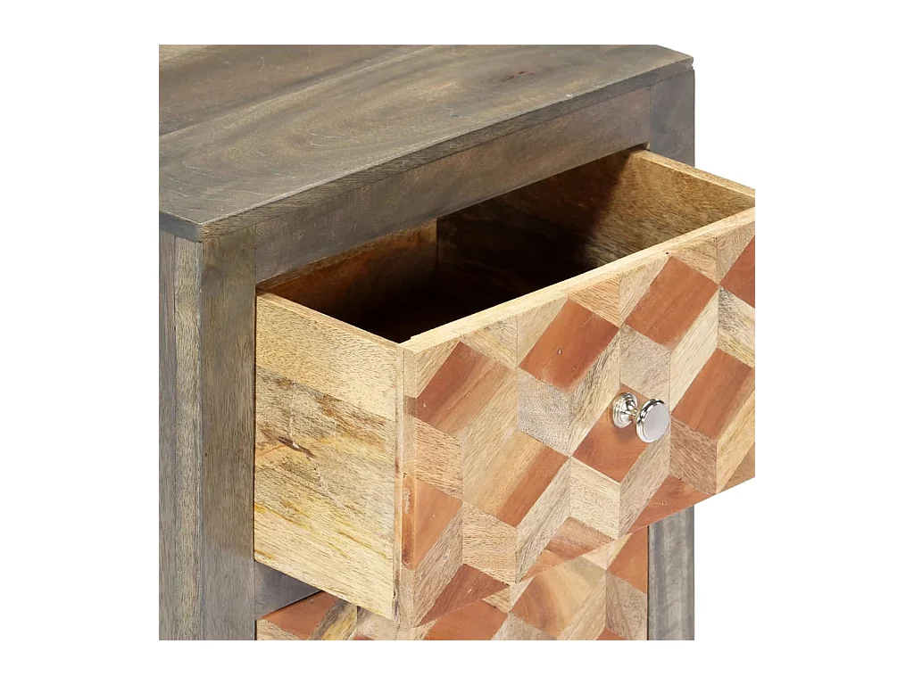 Mesita de noche Gris 40x30x50 cm Madera maciza de mango