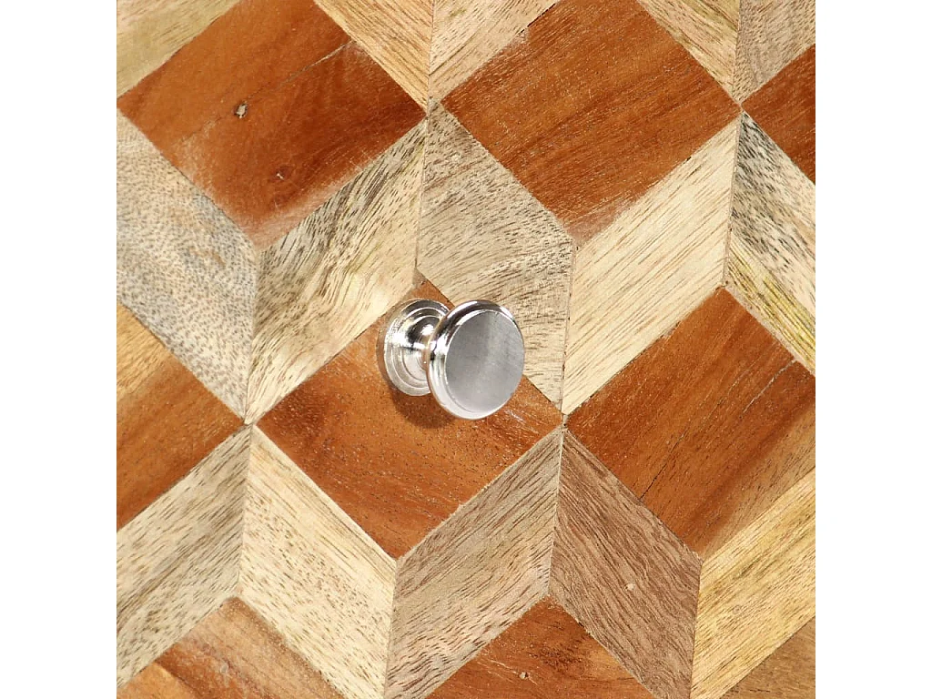 Comodino Grigio 40x30x50 cm Legno massello di mango