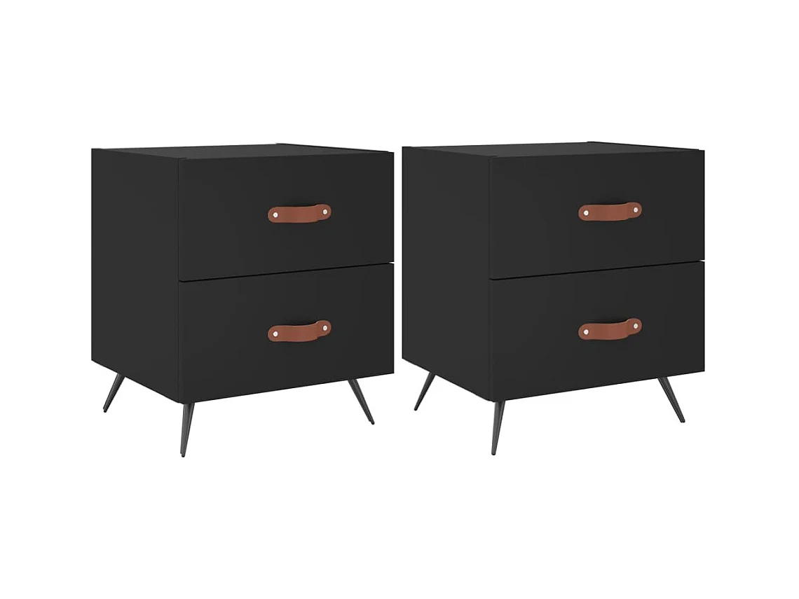 Nachtkastjes 2 stuks zwart 40x35x47,5 cm bewerkt hout