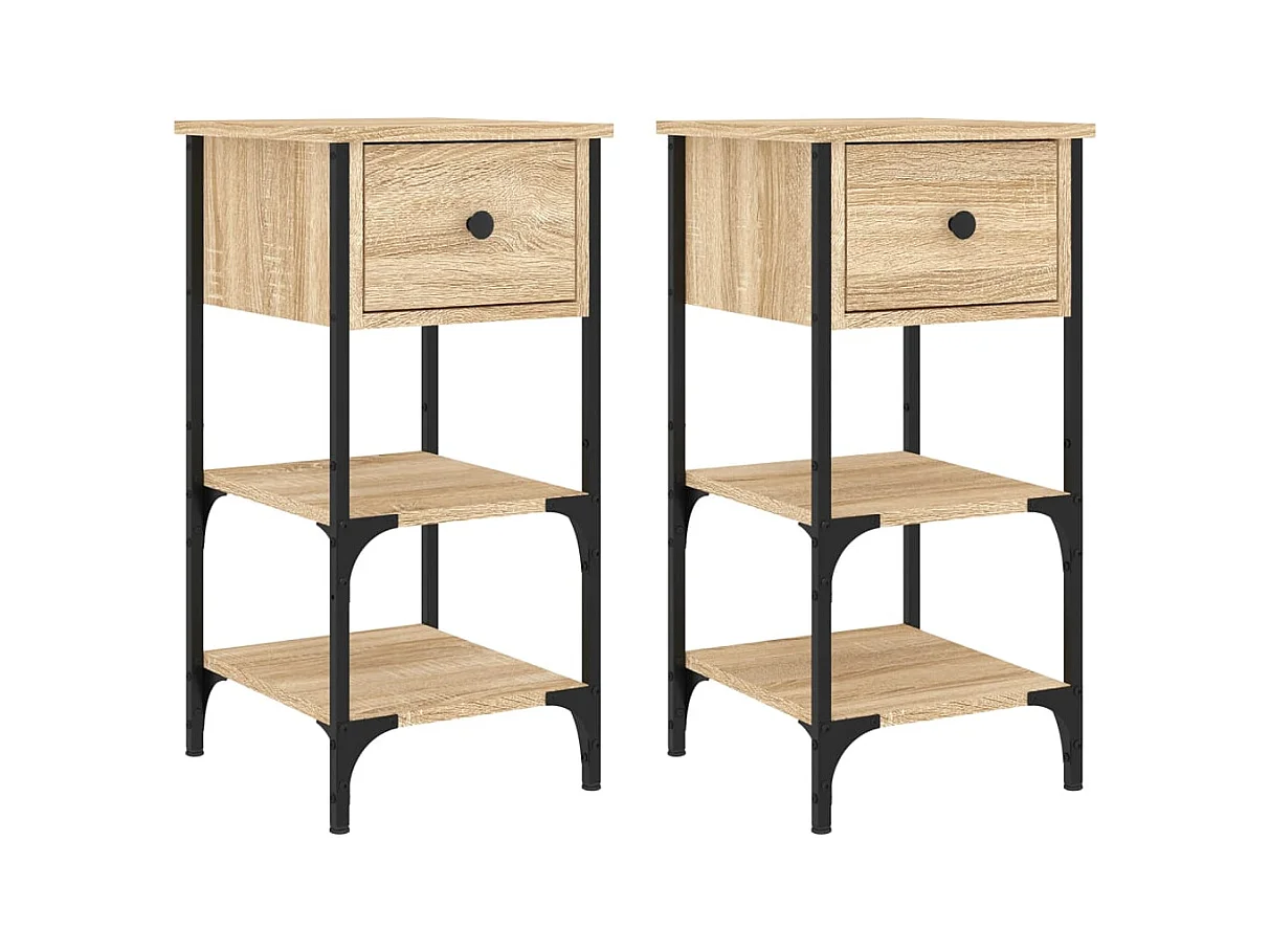 Mesitas de noche 2 piezas roble sonoma 34x36x70 cm madera de ingeniería