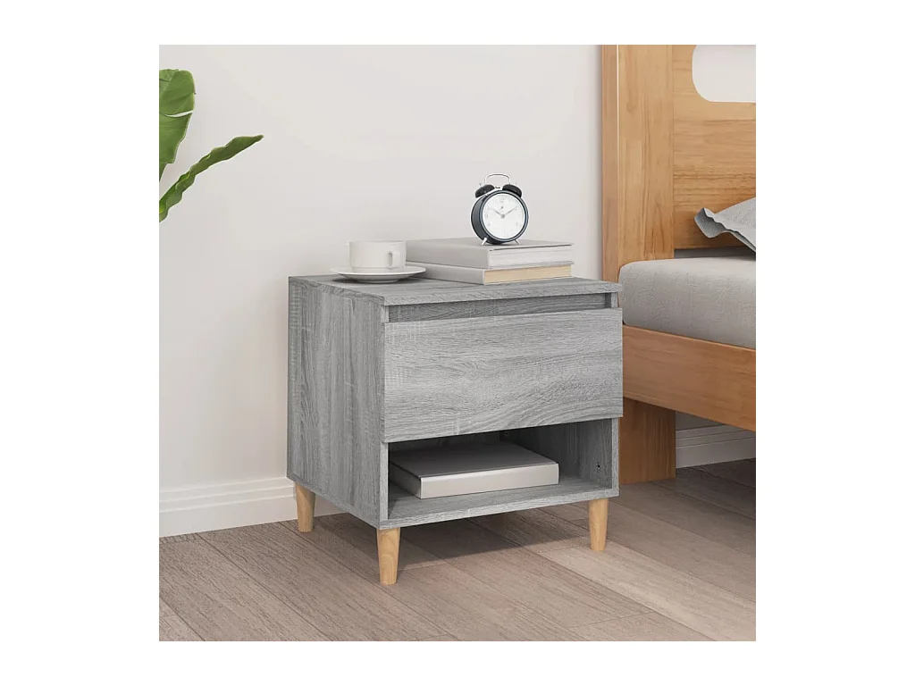Mesita de noche Sonoma gris 50x46x50 cm Madera de ingeniería
