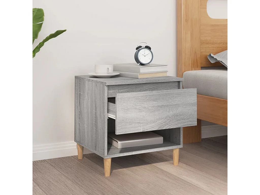 Comodino Sonoma Grey 50x46x50 cm in legno ingegnerizzato