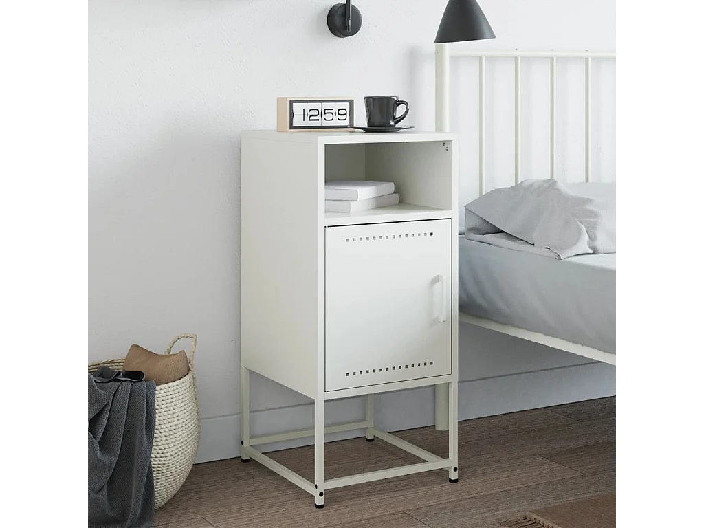 Comodino bianco 36x39x78 cm in acciaio
