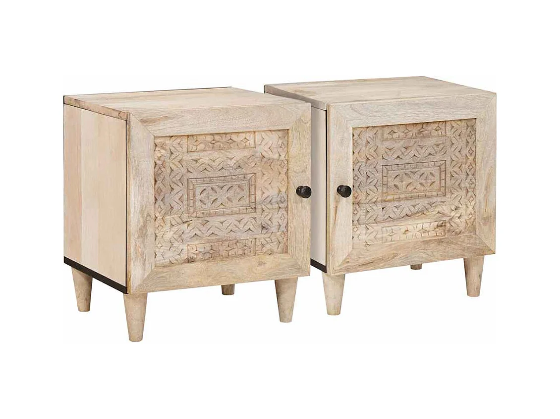 Nachttisch 2 Stk. Beige 40 x 33 x 46 cm