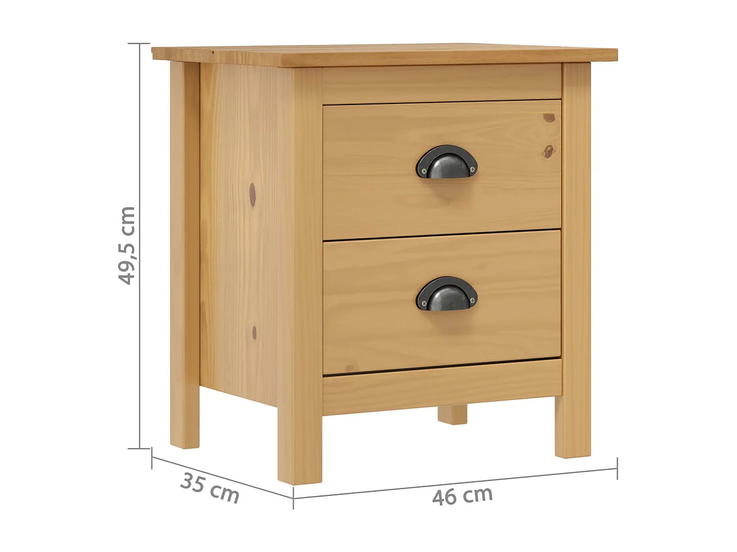 Table de chevet Hill 46x35x49,5 cm Bois de pin solide