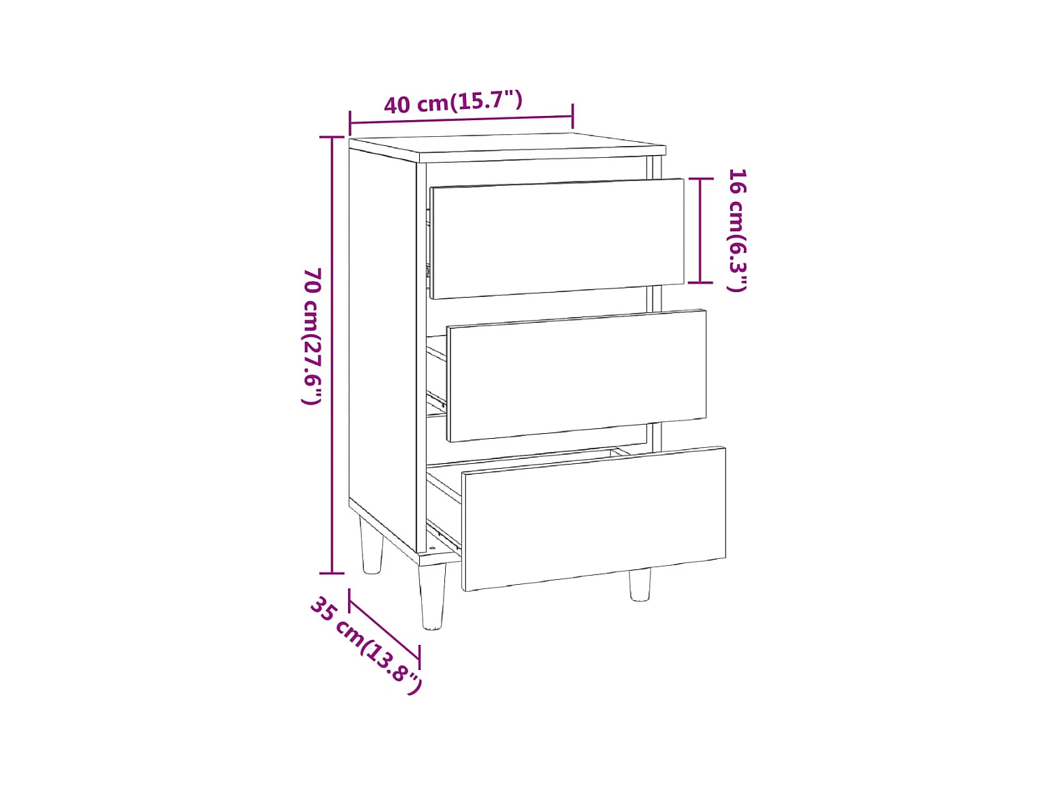 Mesita de noche Sonoma gris 40x35x70 cm madera de ingeniería