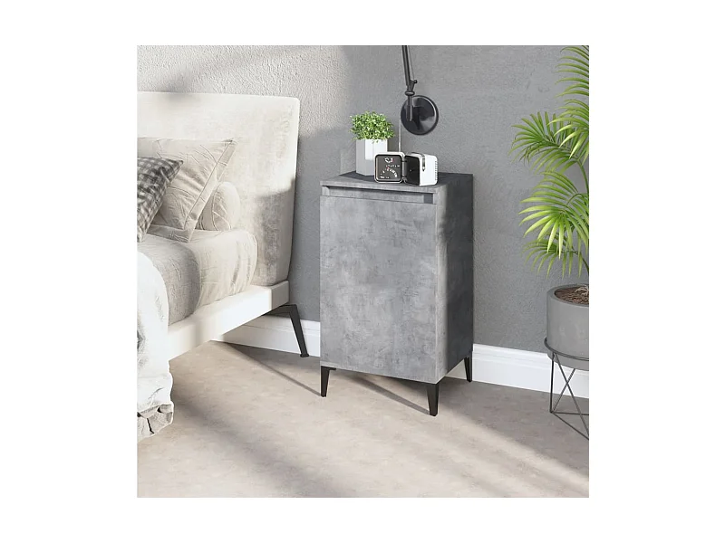 Mesita de noche gris hormigón 40x35x70 cm madera de ingeniería