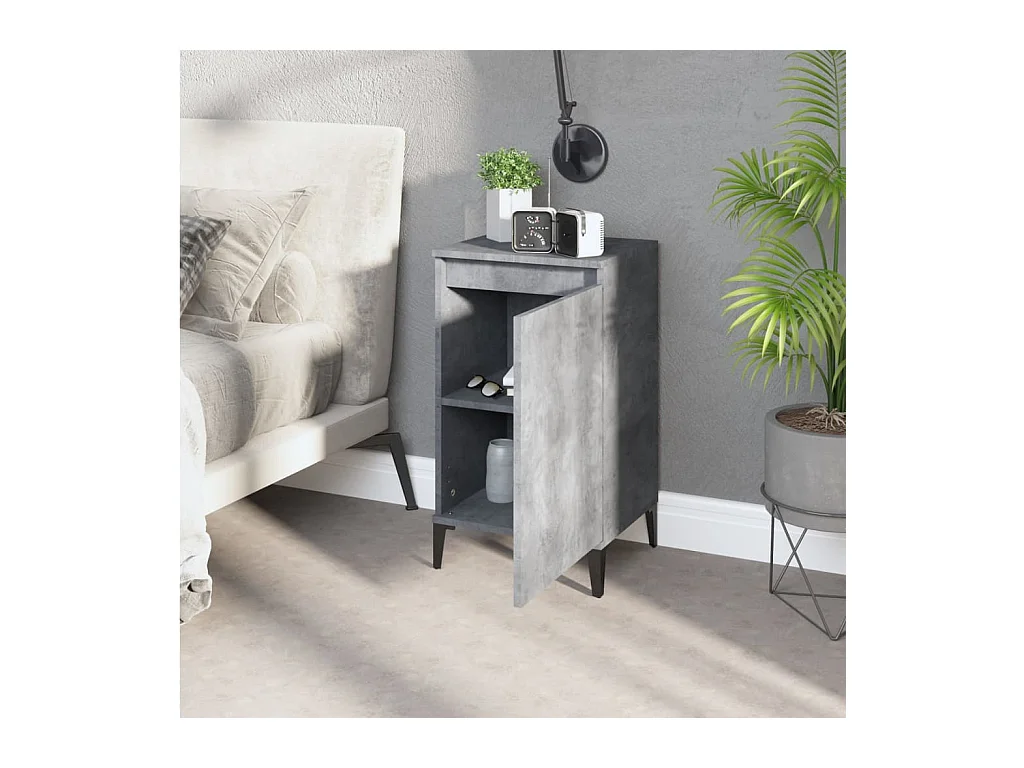 Mesita de noche gris hormigón 40x35x70 cm madera de ingeniería